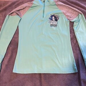 RunDisney 2019 Star Wars Mint Green and Heather Gray Long-Sleeve Quarter-Zip Top